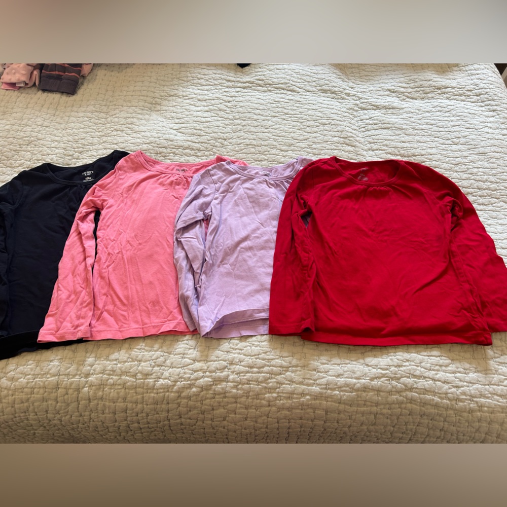 Carters Girls Long Sleeve Shirt, Set of 4, Size 6.